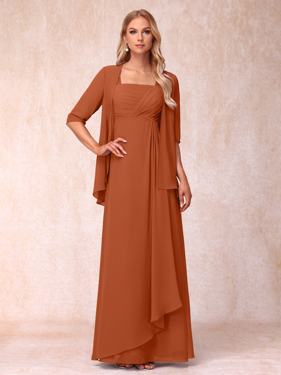Lucienne burnt orange front view mother of the bride dress