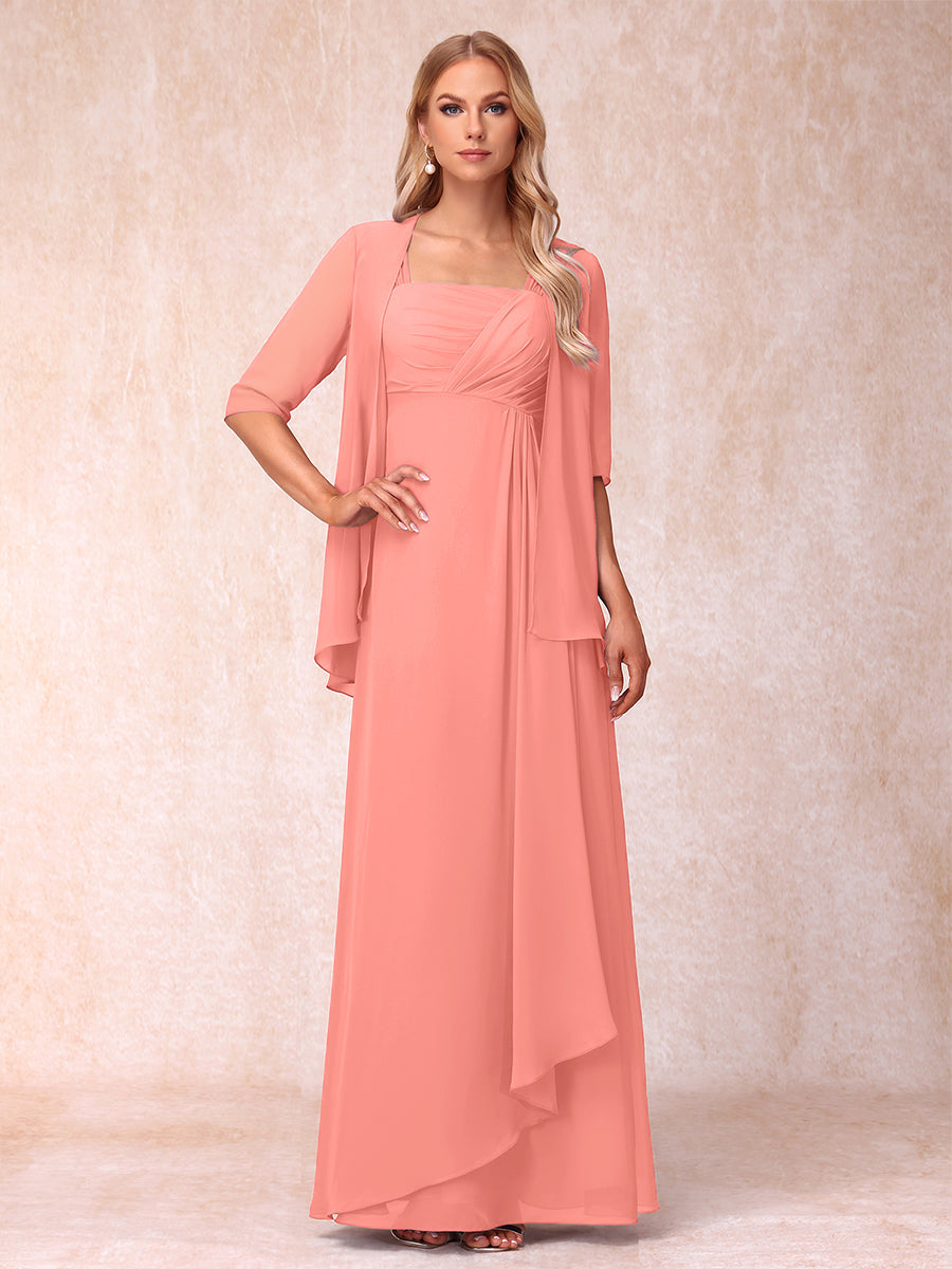 Lucienne coral alternate front view 2 mother of the bride dress