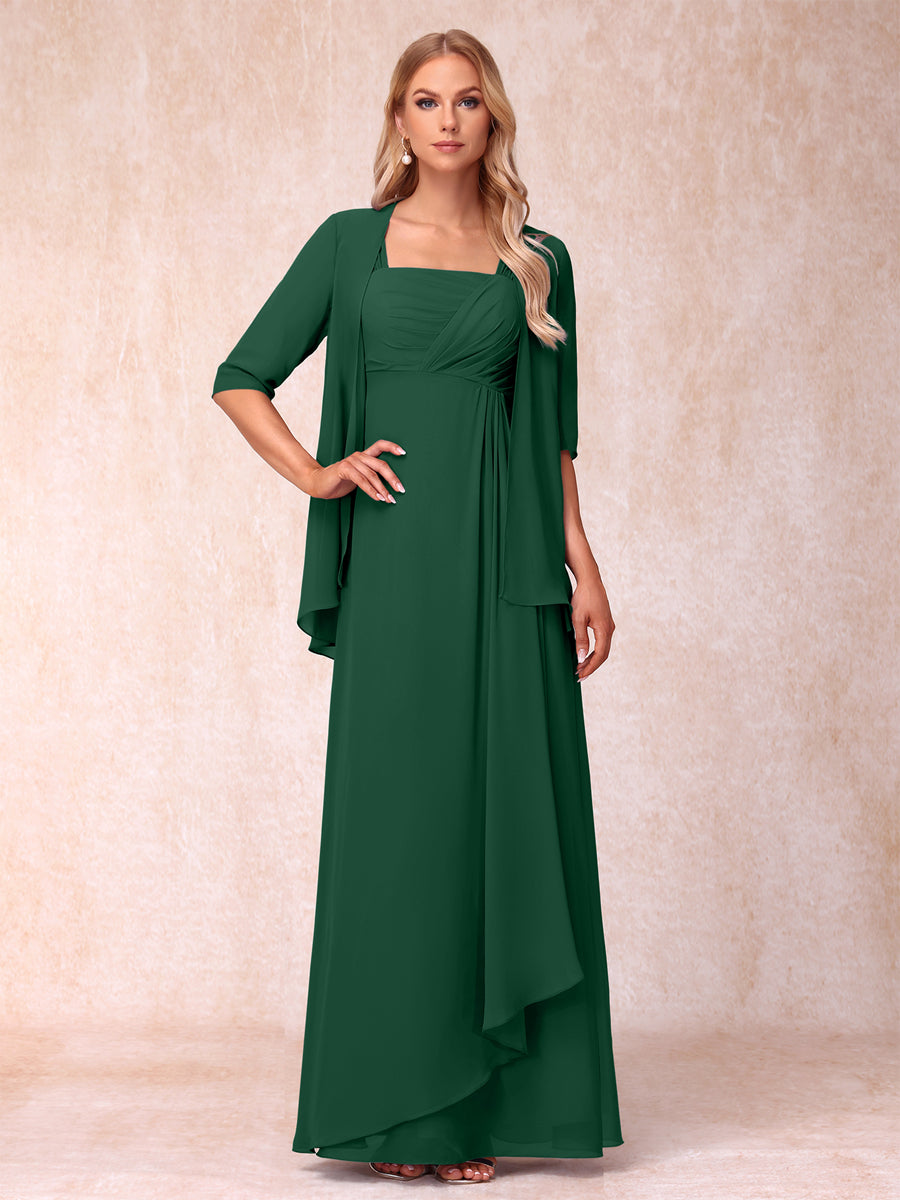 Lucienne hunter green front view mother of the bride dress