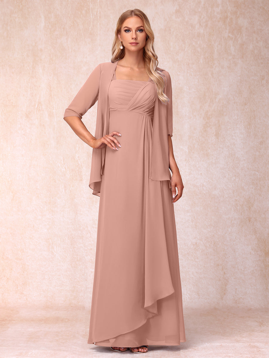 Lucienne dusty rose front view mother of the bride dress