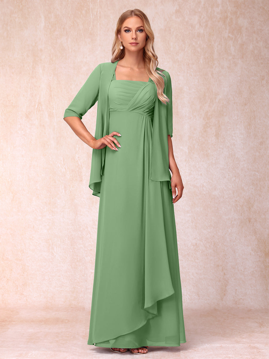 Lucienne sage green alternate front view 2 mother of the bride dress