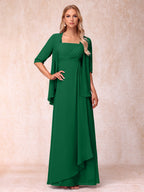 Lucienne emerald front view mother of the bride dress