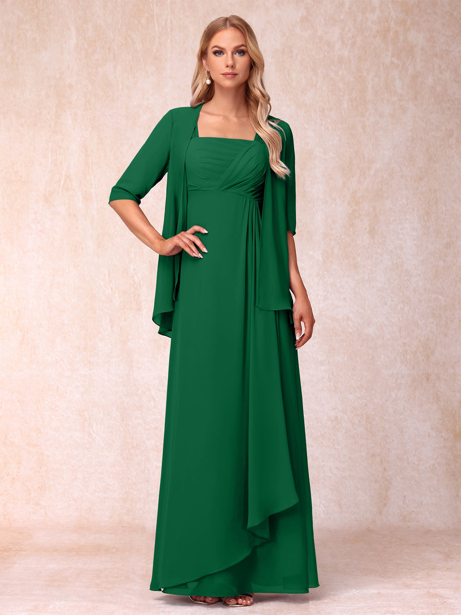 Lucienne emerald front view mother of the bride dress