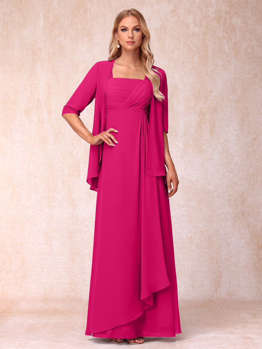 Lucienne hot pink alternate front view 2 mother of the bride dress