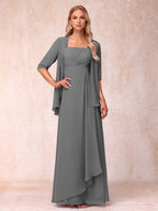 Lucienne grey front view mother of the bride dress