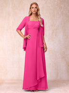 Lucienne hot pink front view mother of the bride dress