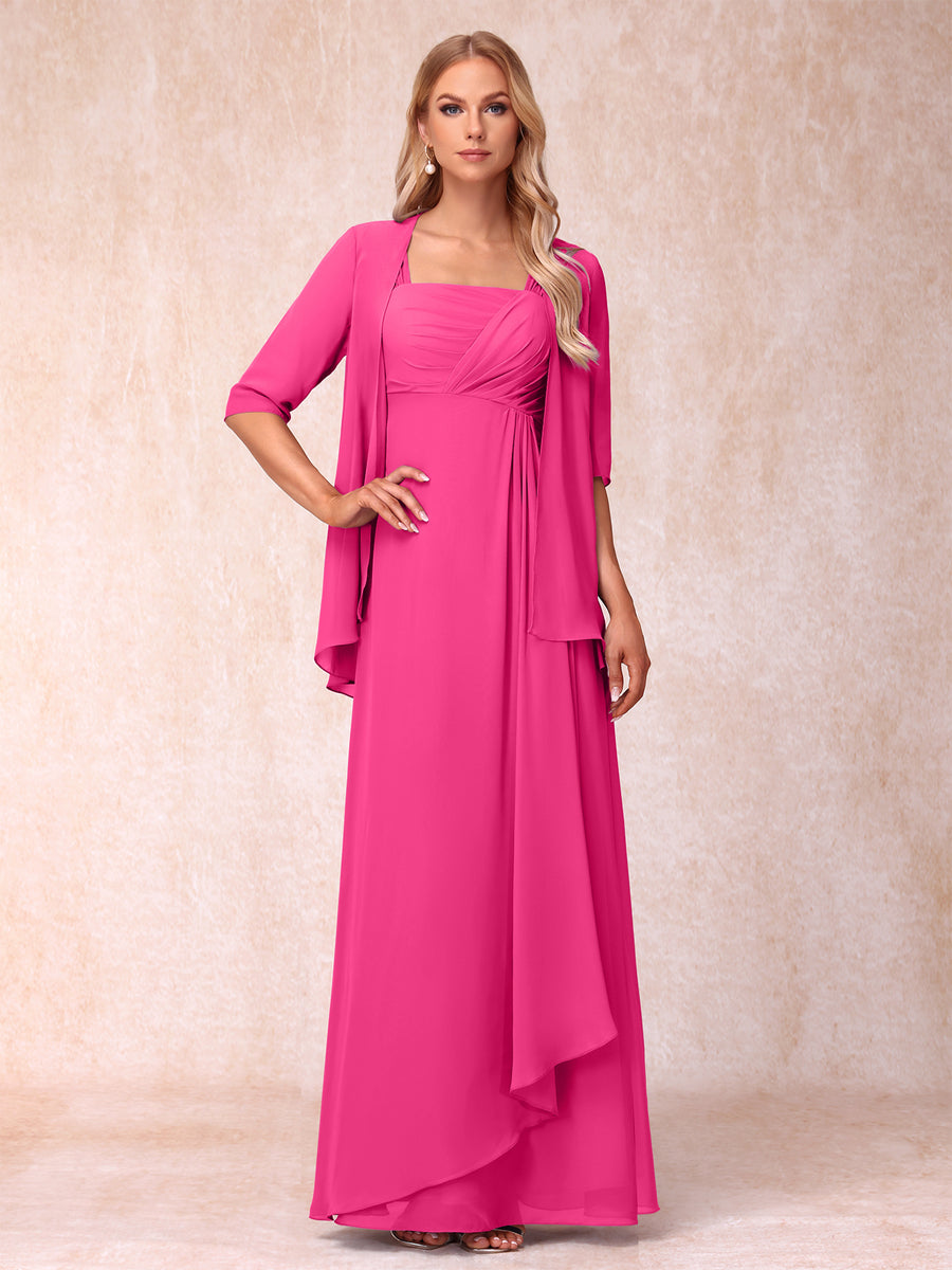 Lucienne hot pink front view mother of the bride dress
