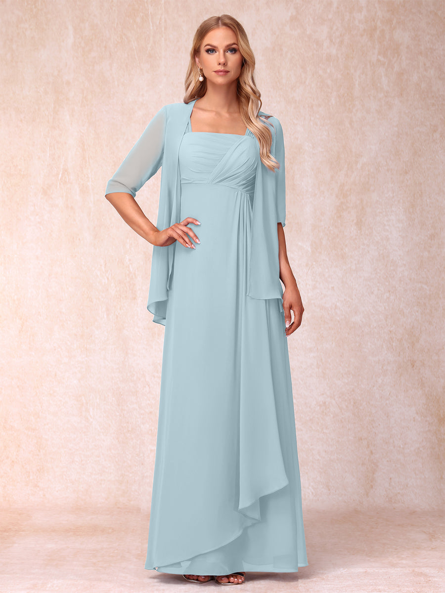 Lucienne sky blue front view mother of the bride dress