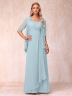 Lucienne sky blue front view mother of the bride dress
