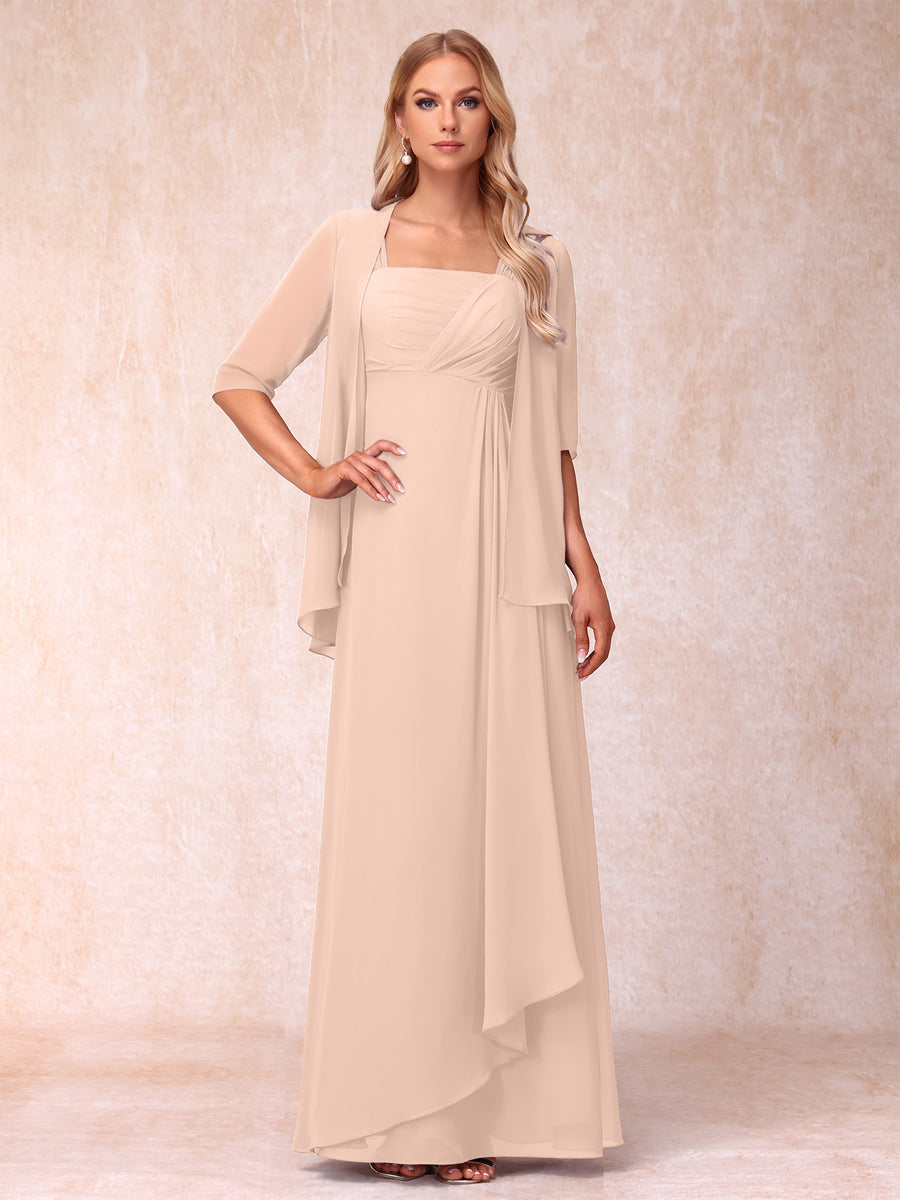 Lucienne champagne front view mother of the bride dress