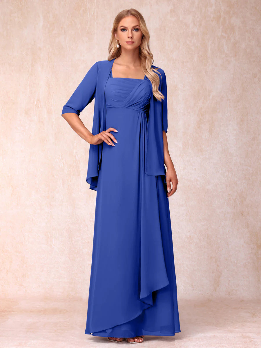 Lucienne royal blue front view mother of the bride dress