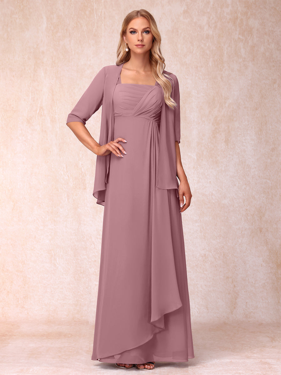 Lucienne mauve front view mother of the bride dress