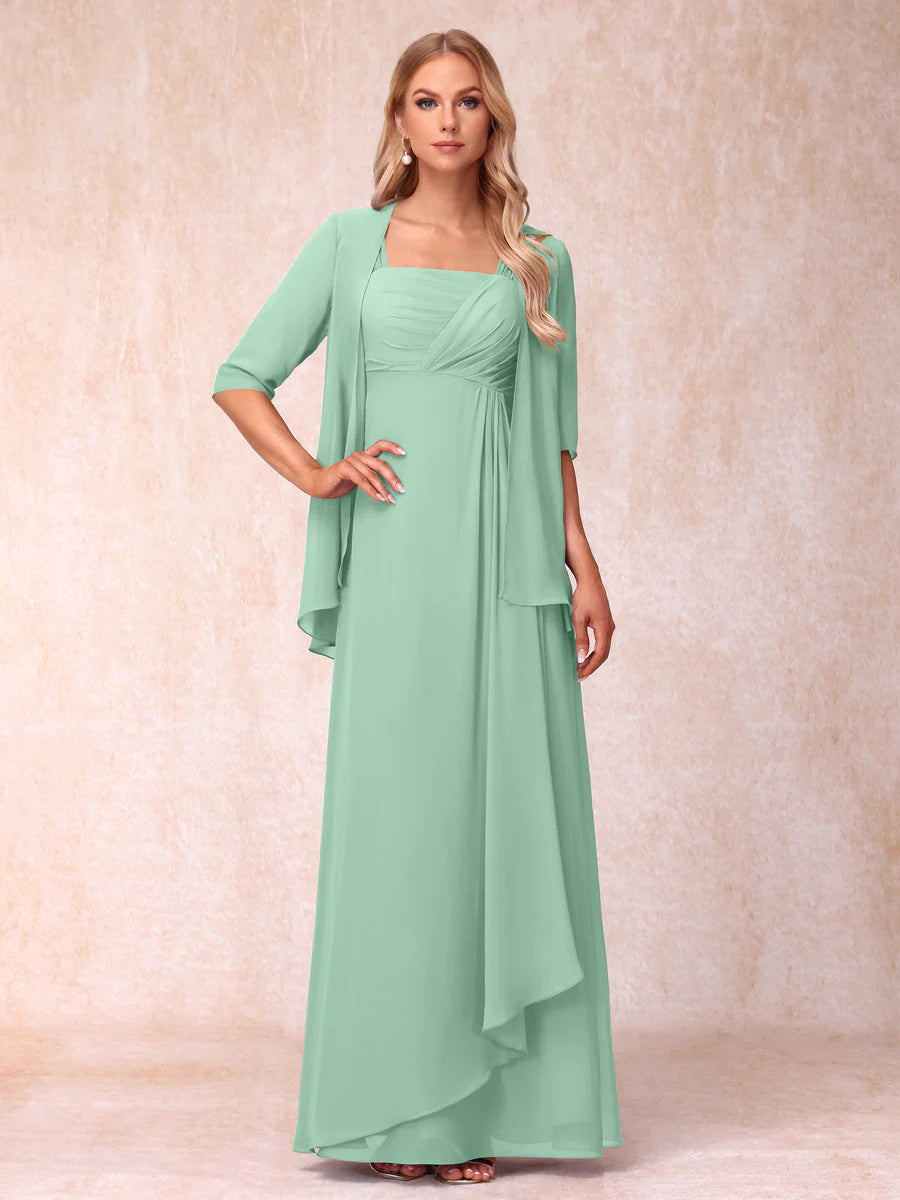 Lucienne mint green front view mother of the bride dress