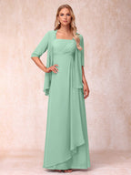 Lucienne mint green front view mother of the bride dress