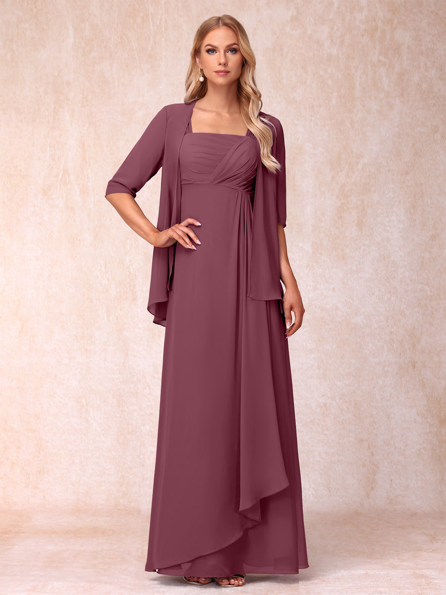 Lucienne plum front view mother of the bride dress