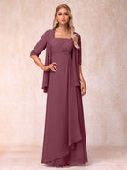 Lucienne plum front view mother of the bride dress