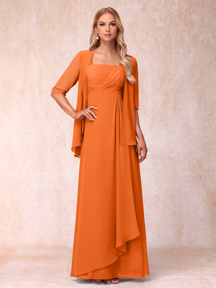 Lucienne orange front view mother of the bride dress
