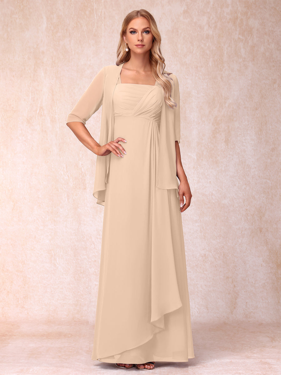 Lucienne peach front view mother of the bride dress