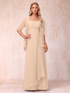 Lucienne peach front view mother of the bride dress