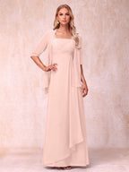 Lucienne pearl pink front view mother of the bride dress