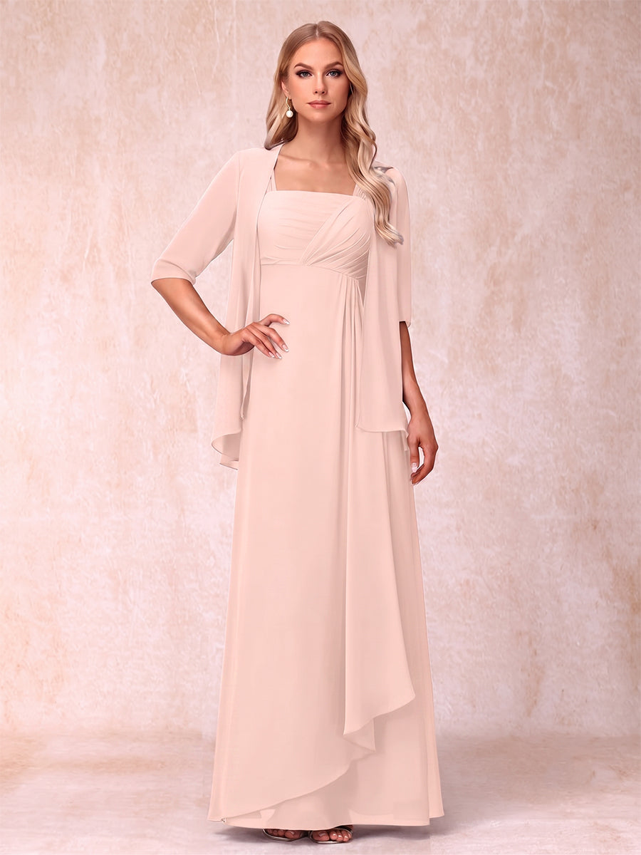 Lucienne pearl pink front view mother of the bride dress