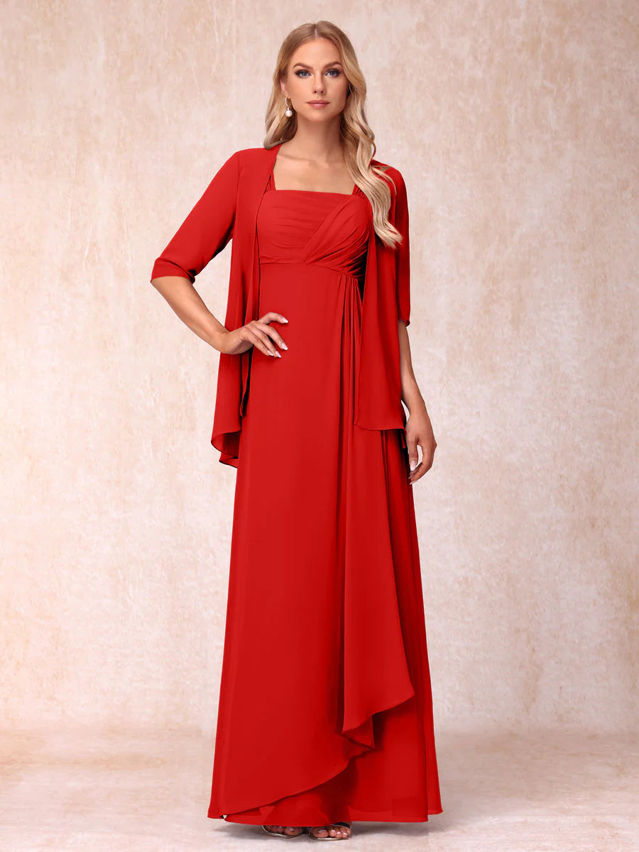 Lucienne red front view mother of the bride dress