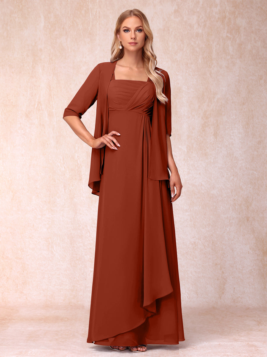 Lucienne rust front view mother of the bride dress