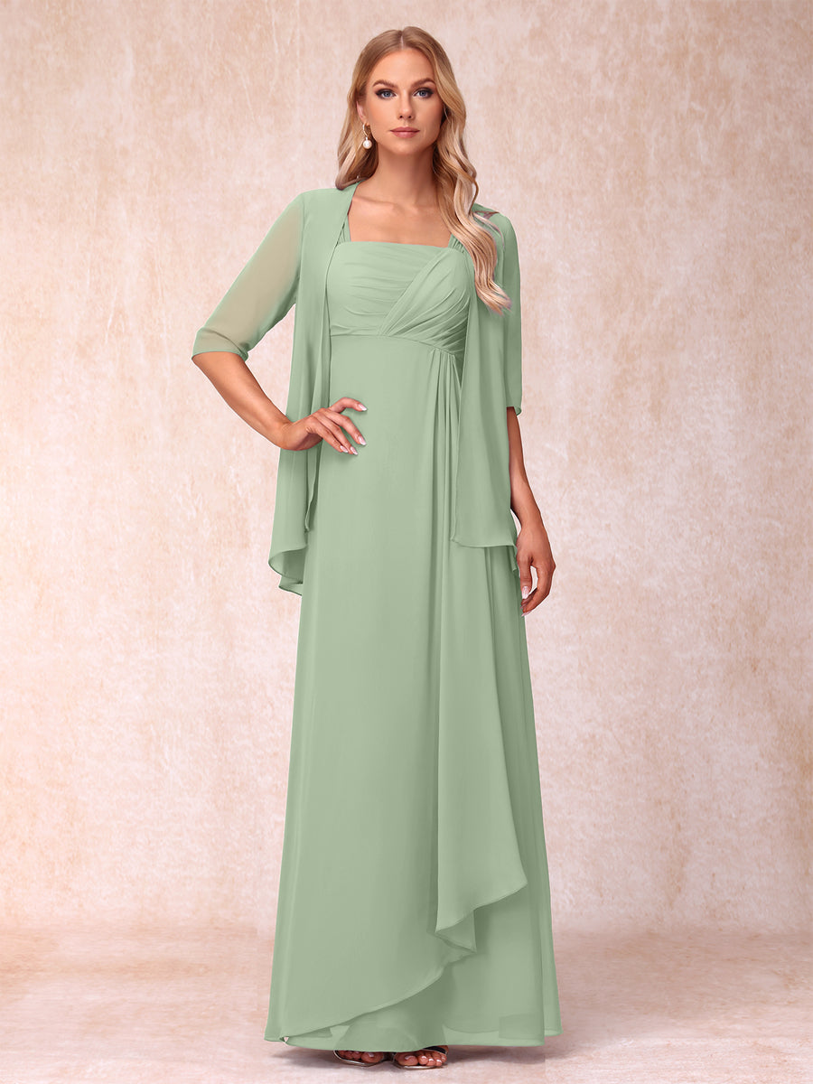 Lucienne sage green front view mother of the bride dress