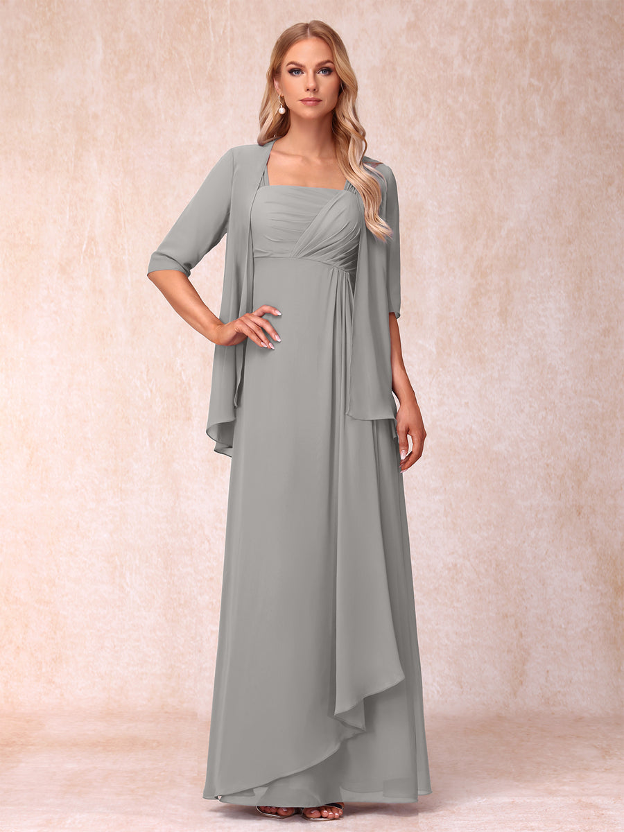 Lucienne silver front view mother of the bride dress