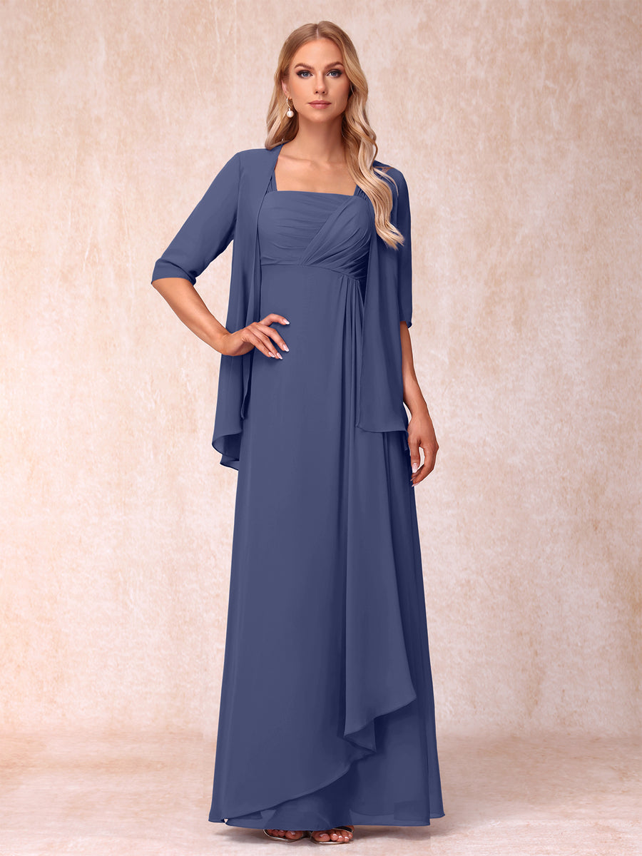Lucienne dusty blue alternate front view 2 mother of the bride dress