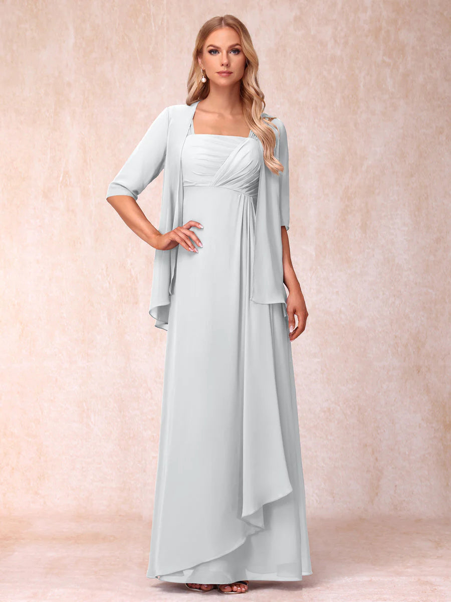 Lucienne white front view mother of the bride dress