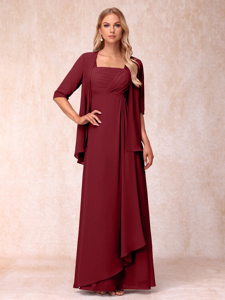 Lucienne burgundy alternate front view 2 mother of the bride dress