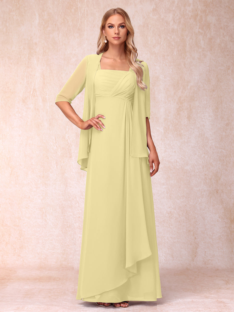Lucienne yellow front view mother of the bride dress