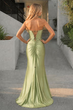 Minerva Fern Sage Green back view prom dress