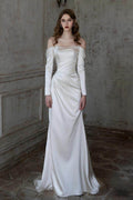 Elegant Sheath Column Sweep Brush Train Satin Wedding Dress 851237427674 Wedding Dress
