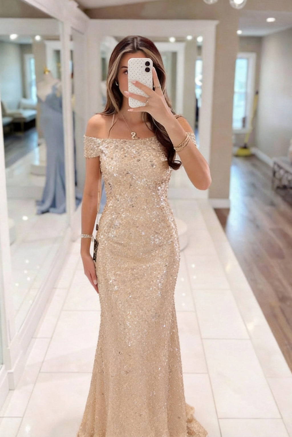Elegant Sheath Column Maxi Sequined Mother Of The Bride Dress Mother of the Bride Dress