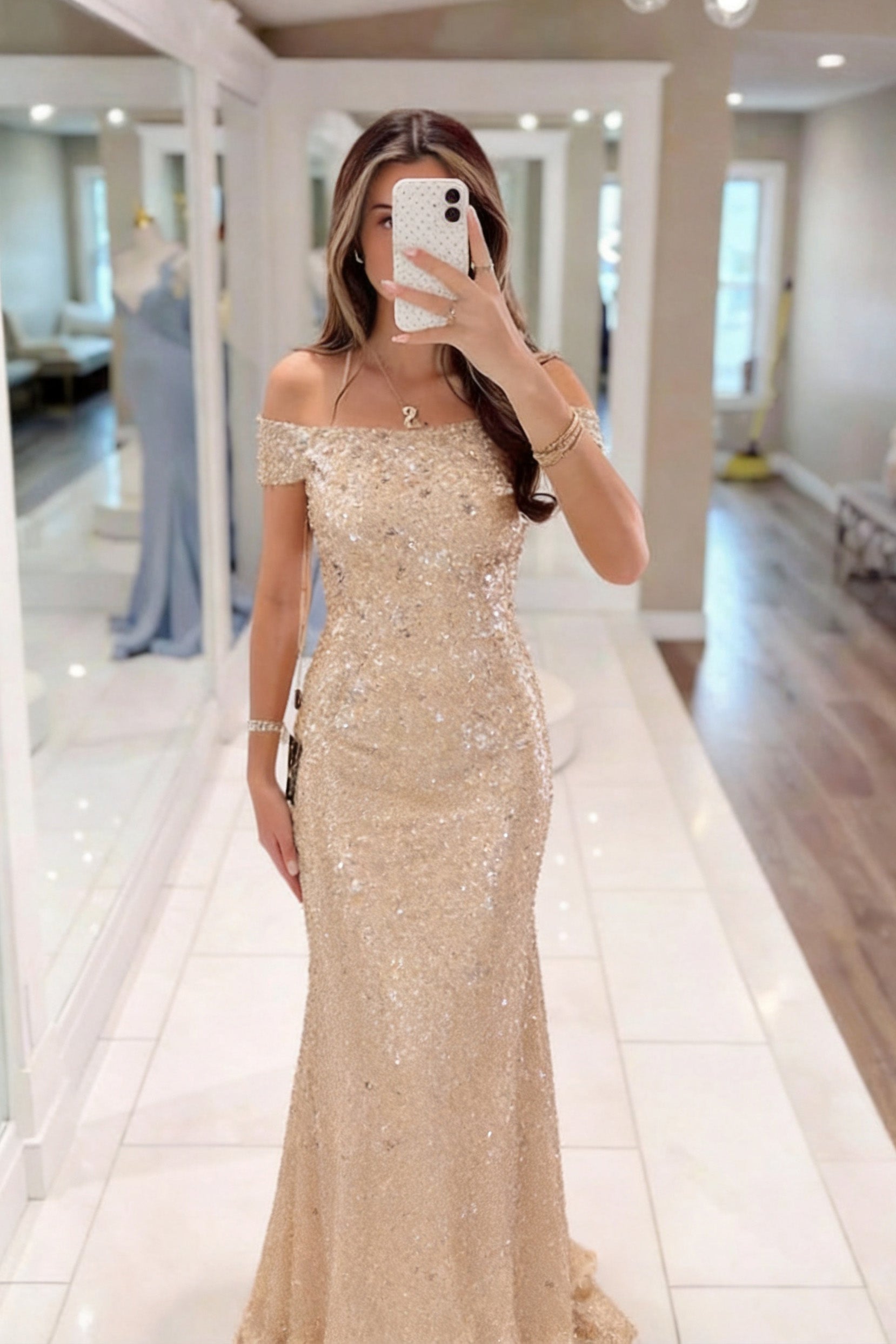 Elegant Sheath Column Maxi Sequined Mother Of The Bride Dress Mother of the Bride Dress