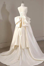 Elegant A Line Sweep Brush Train Mikado Wedding Dress 814546469493 Wedding Dress