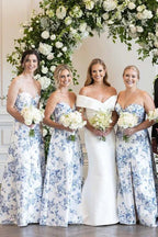 Sky Blue Satin A-Line Bridesmaid Dress with Sweetheart Neckline and Floor Length