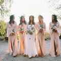 Blush A-Line Bridesmaid Dress with V-Neck Neckline