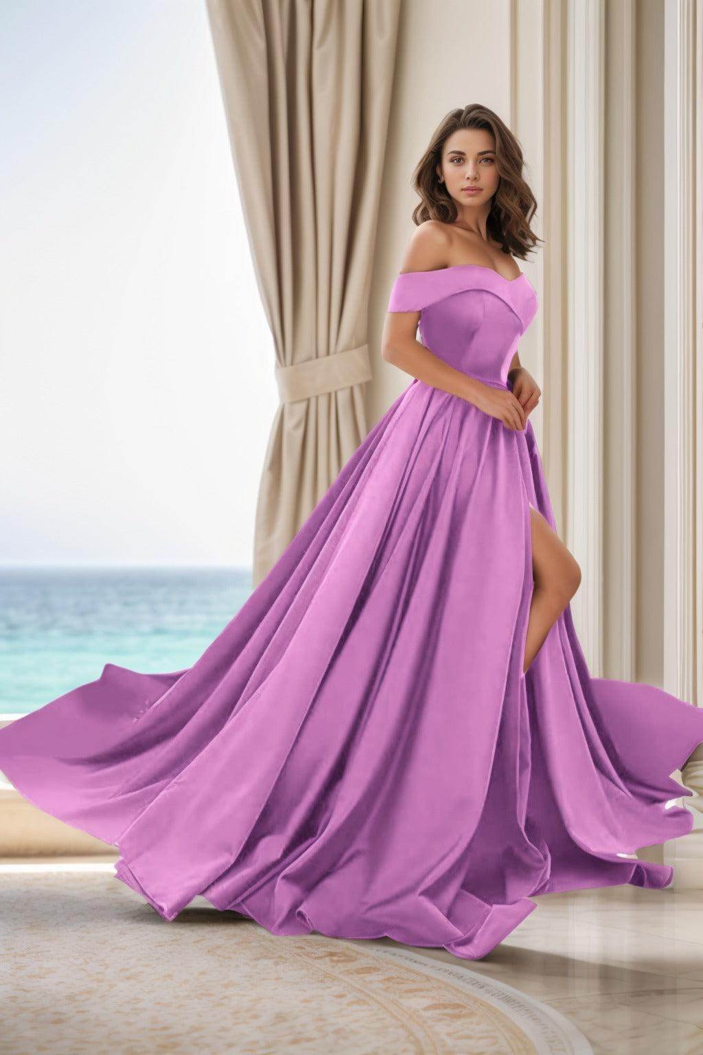 Elegant A Line Court Train Satin Prom Dress for Prom