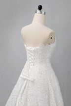 Elegant A Line Sweep Brush Train Lace Wedding Dress 828423890551 Wedding Dress