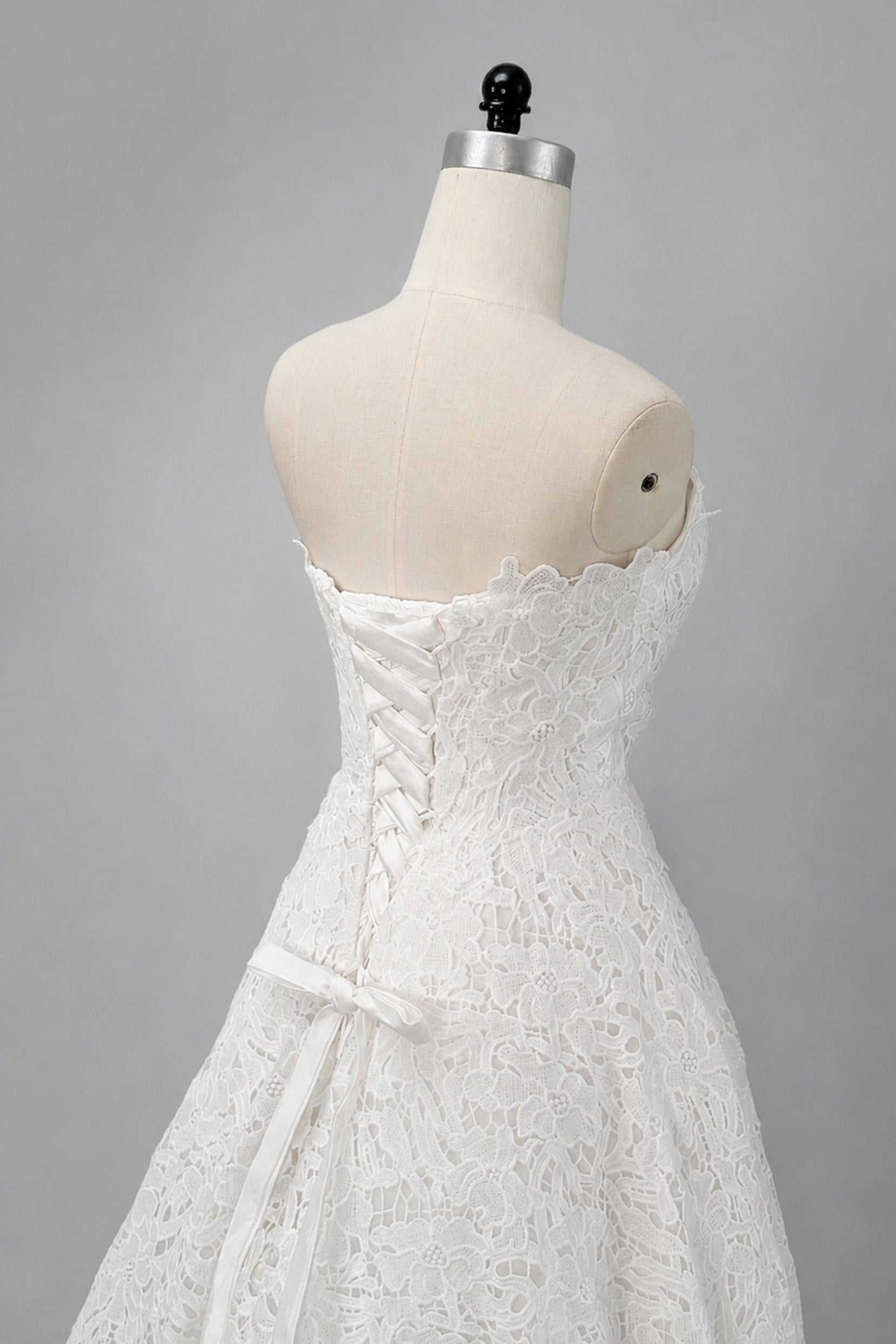 Elegant A Line Sweep Brush Train Lace Wedding Dress 828423890551 Wedding Dress