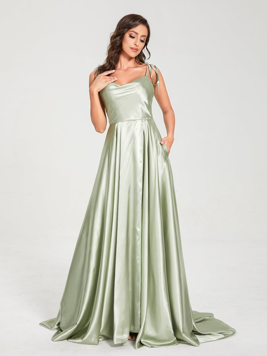 Imogen Sage Green fabric detail bridesmaid dress