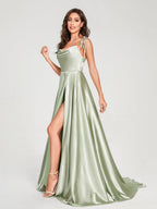Imogen Sage Green hem detail bridesmaid dress