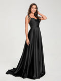 Imogen Black front view bridesmaid dress