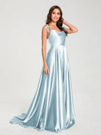 Imogen Sky Blue front view bridesmaid dress