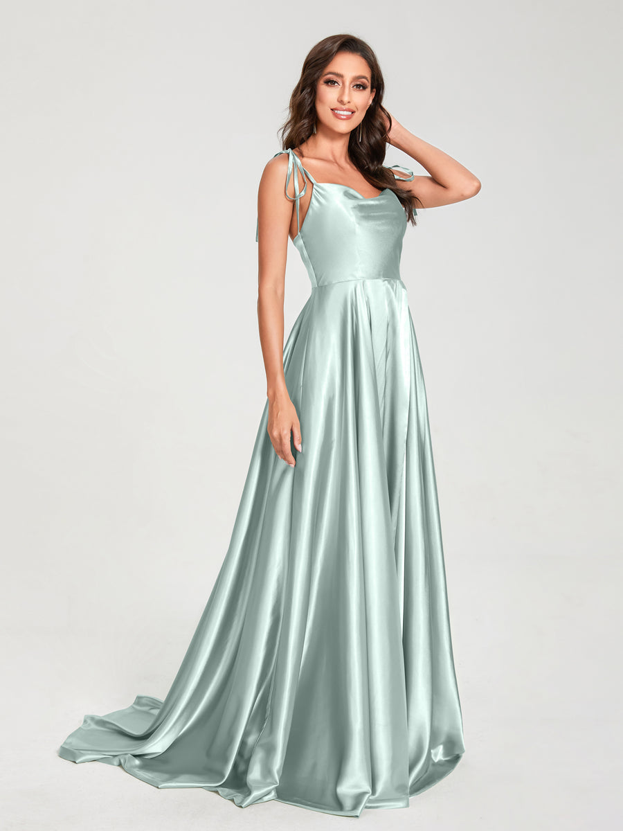 Imogen Pool Blue front view bridesmaid dress