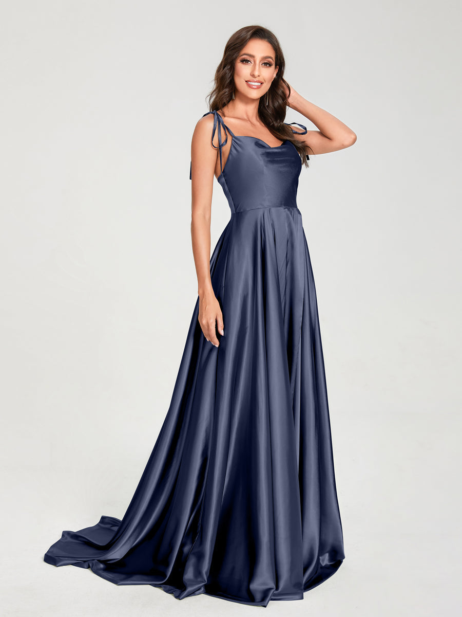 Imogen Navy Blue front view bridesmaid dress