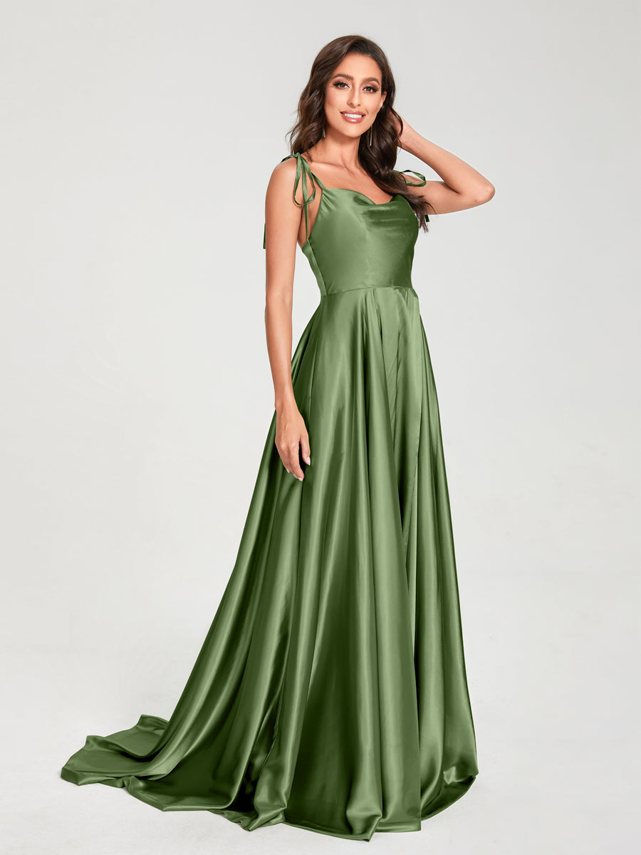 Imogen Olive Green front view bridesmaid dress